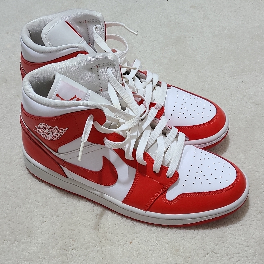 Jordan 1 Red and White Sneakers